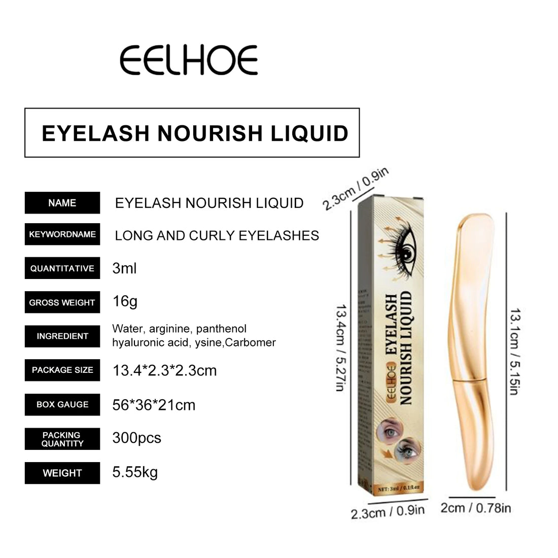 Eelhoe Eyelash Extender Eyelash Black Curl And Thick Repair Eyelashes Natural Long Eyelash Moisture Treatment Mascara