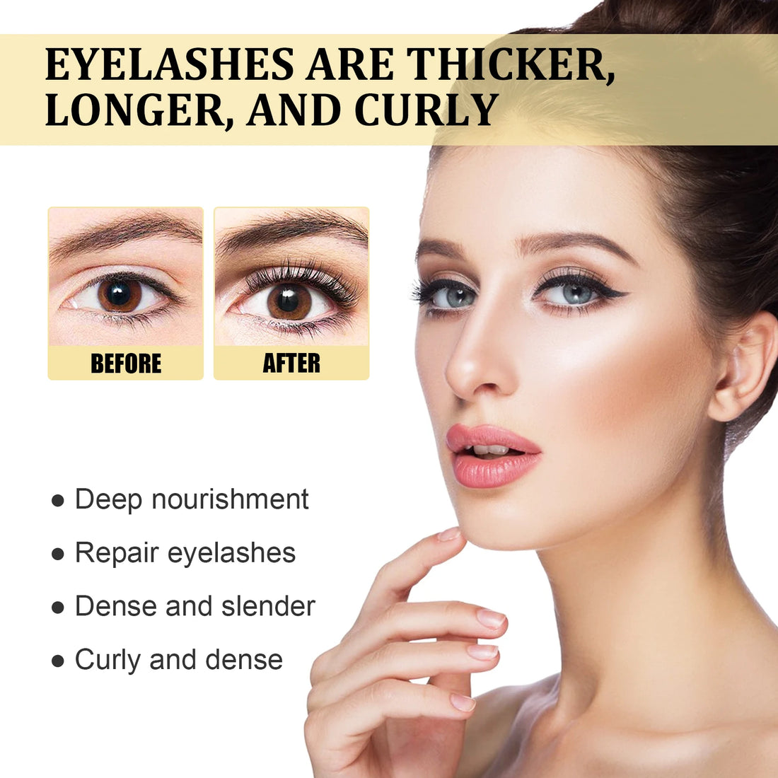 Eelhoe Eyelash Extender Eyelash Black Curl And Thick Repair Eyelashes Natural Long Eyelash Moisture Treatment Mascara