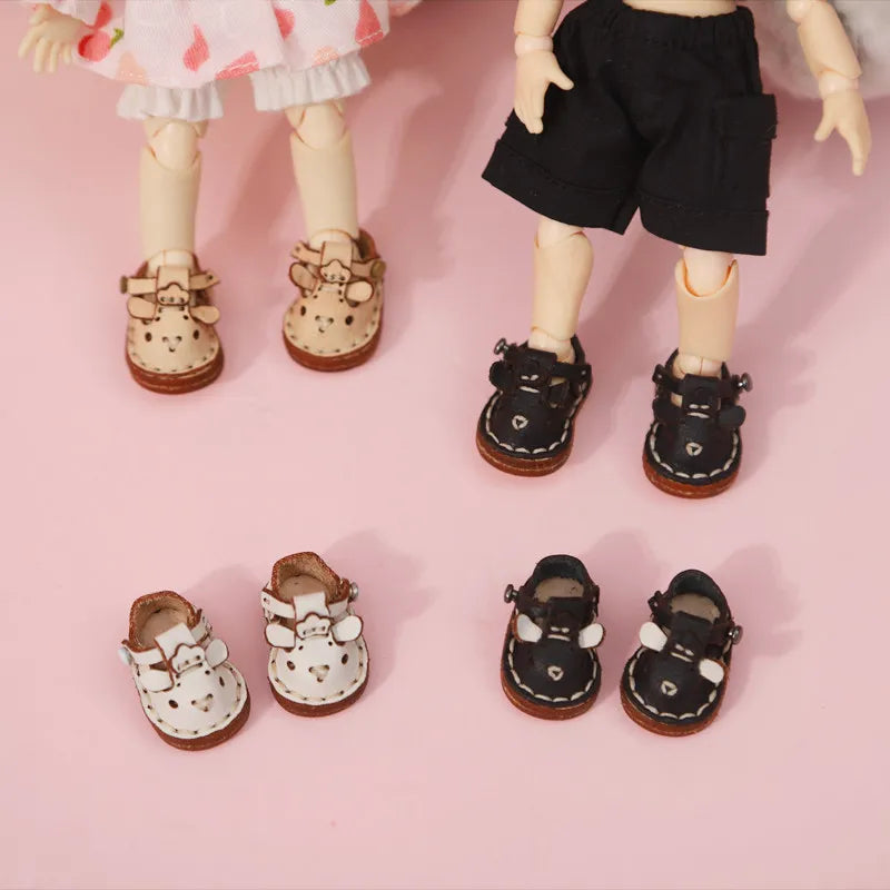 New Casual Handmade Cowhide Dolls Shoes Cute OB11 Shoes Leather 1/12 BJD Doll Shoes For obitsu11、GSC、body9、OB11 Doll boots