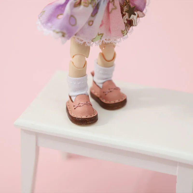 New Casual Handmade Cowhide Dolls Shoes Cute OB11 Shoes Leather 1/12 BJD Doll Shoes For obitsu11、GSC、body9、OB11 Doll boots