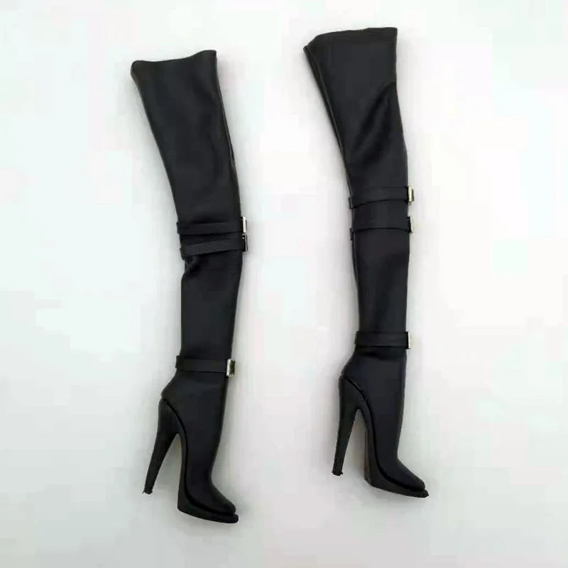 Tbleague 1/6 Scale Female Soldier High-Heeled Shoes Neal Mechanical Era Leather Boots Model for 12in Action Figure Toy