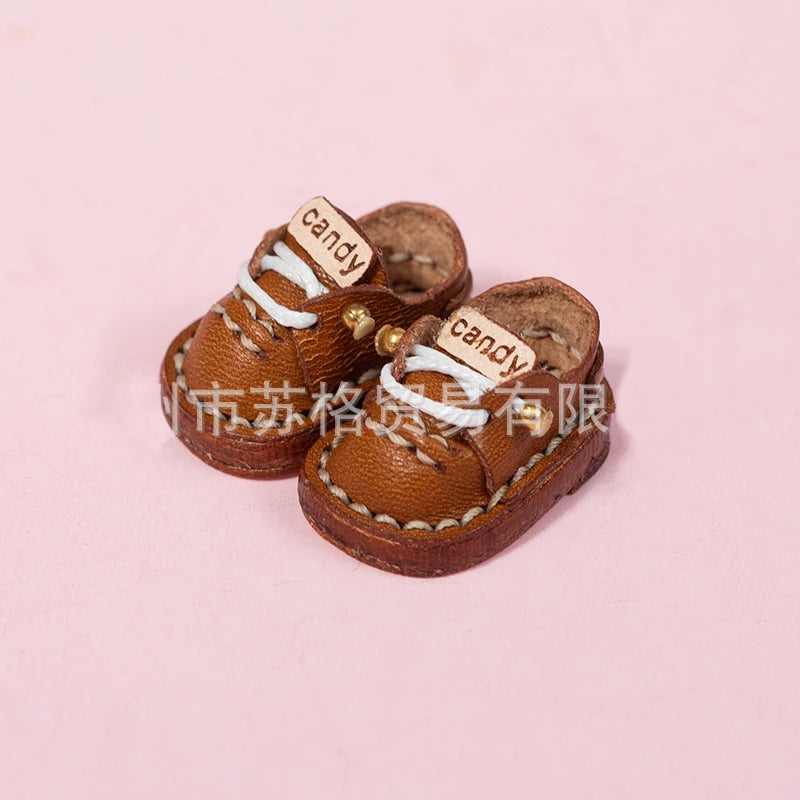 New Casual Handmade Cowhide Dolls Shoes Cute OB11 Shoes Leather 1/12 BJD Doll Shoes For obitsu11、GSC、body9、OB11 Doll boots