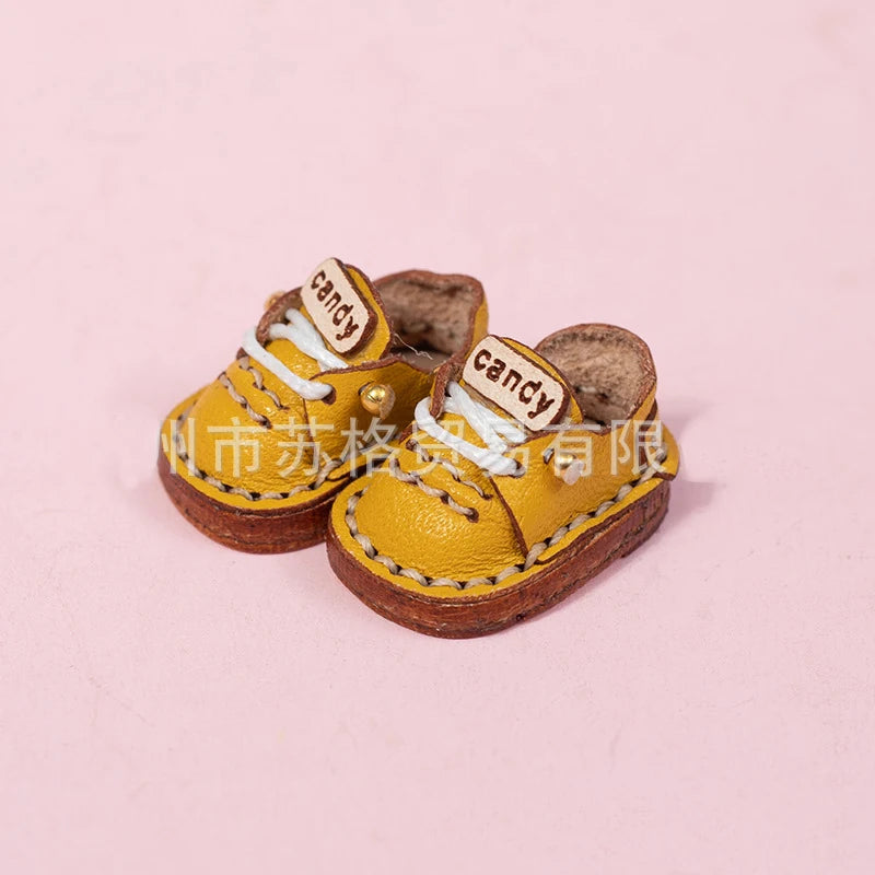 New Casual Handmade Cowhide Dolls Shoes Cute OB11 Shoes Leather 1/12 BJD Doll Shoes For obitsu11、GSC、body9、OB11 Doll boots