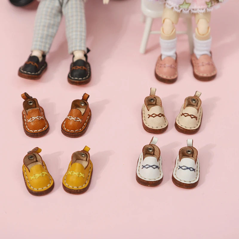 New Casual Handmade Cowhide Dolls Shoes Cute OB11 Shoes Leather 1/12 BJD Doll Shoes For obitsu11、GSC、body9、OB11 Doll boots