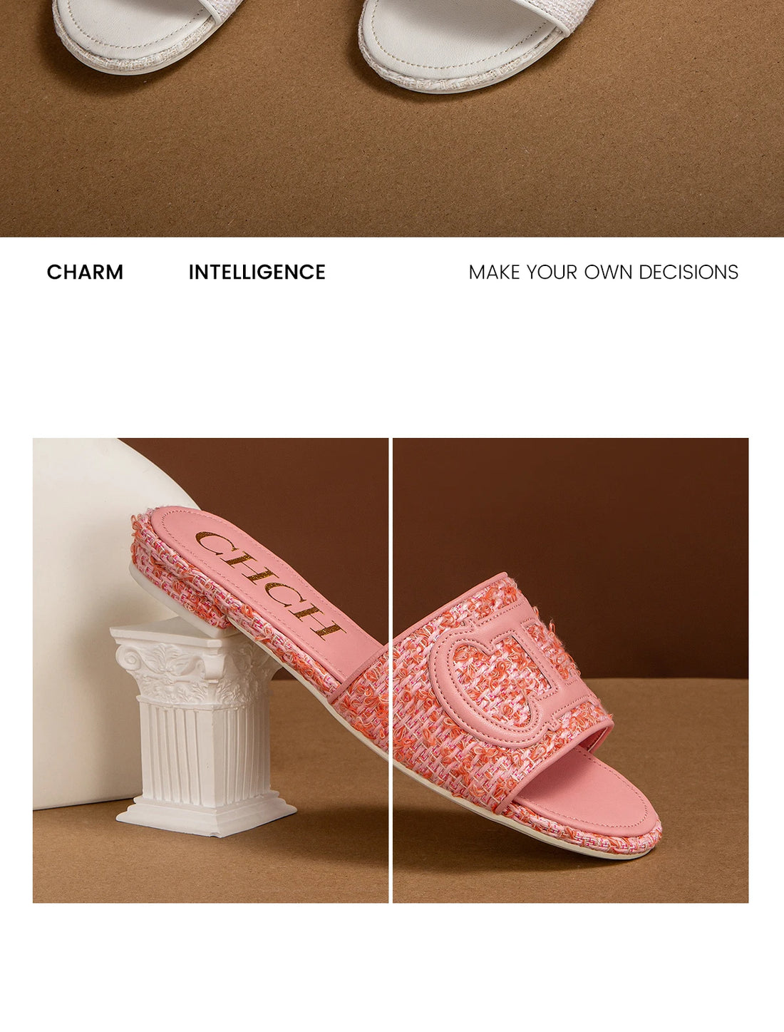 CHCH Women's Slippers New Fabric Fashion Flat Sandals Business Banquet Women's Shoes