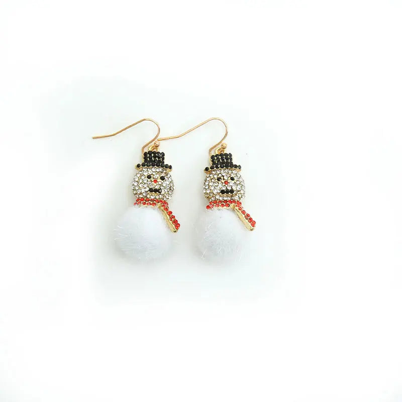 Merry Christmas Fashion Snowflake Boots Long Tassel Dangle Earrings For Women Shiny Zircon Snowman Xmas Tree Earring Jewelry