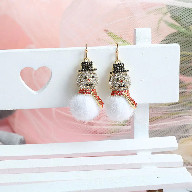 Merry Christmas Fashion Snowflake Boots Long Tassel Dangle Earrings For Women Shiny Zircon Snowman Xmas Tree Earring Jewelry