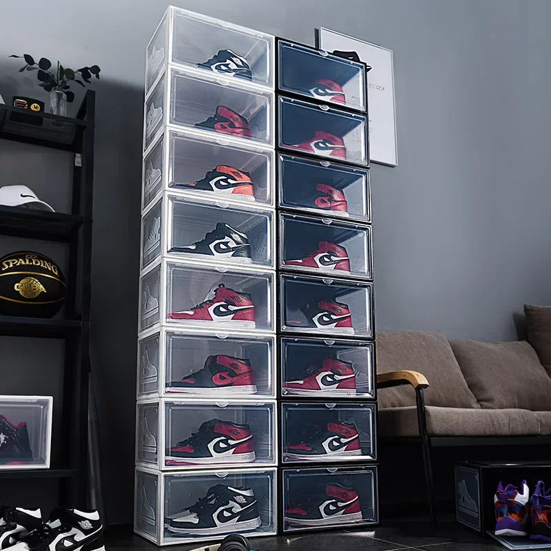 AJ Sneaker High-top Shoes Organizer Boxes Transparent Shoe Storage Box Stackable Cabinet Dustproof Shoes Organizers Shoerack