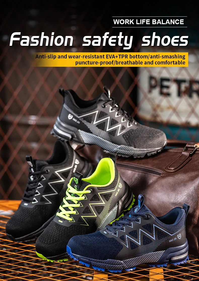 ZLMY Fashion Safety Shoes Men Steel Toe Sneaker Puncture Proof Work Boots Anti-smash Man Safety Boots Male Industrial Work Shoes