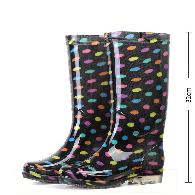 Floral Print Rain Boots Luxury Designer Women Rubber Shoes Waterproof Work Non-slip Garden Galoshes for Woman Botas De Caza PVC