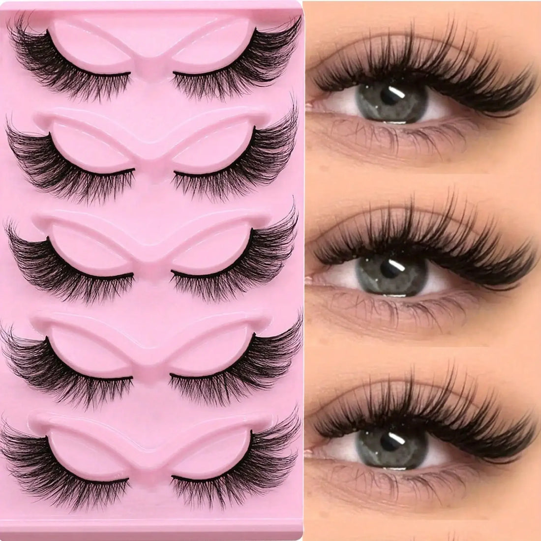 30Pairs/6Pack Cat Eye Lashes Long Lashes Cat Eye Look Wispy Lashes Eye End Elongated Strip Thick False Eyelashes