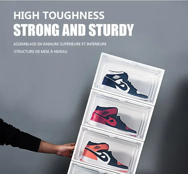 AJ Sneaker High-top Shoes Organizer Boxes Transparent Shoe Storage Box Stackable Cabinet Dustproof Shoes Organizers Shoerack