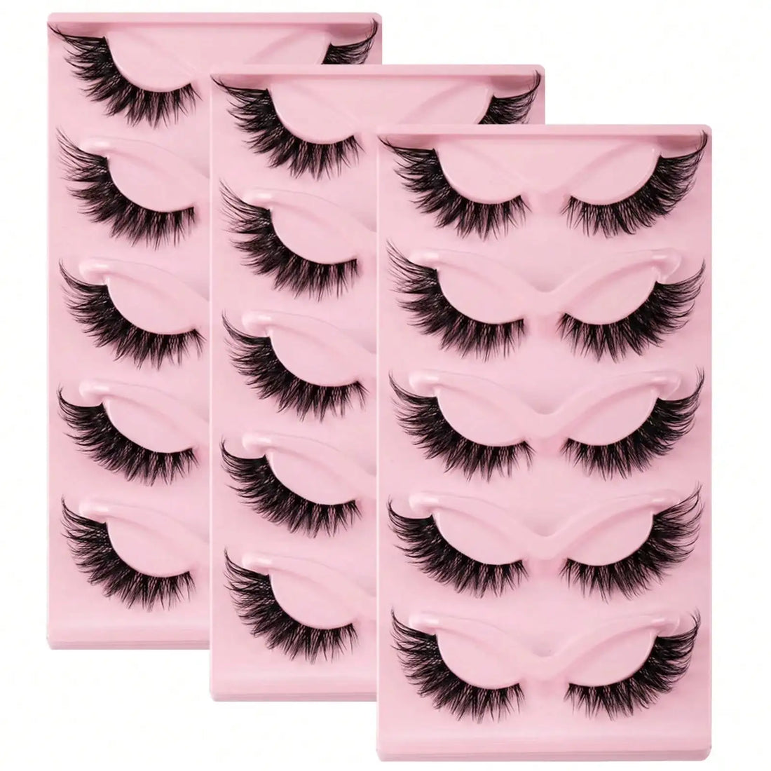 15Pairs/3Pack Cat eye Eyelashes 3D Natural False Lashes Fluffy Soft Cross Clear Band Lashes Manga Lashes Wispy Eyelash Makeup