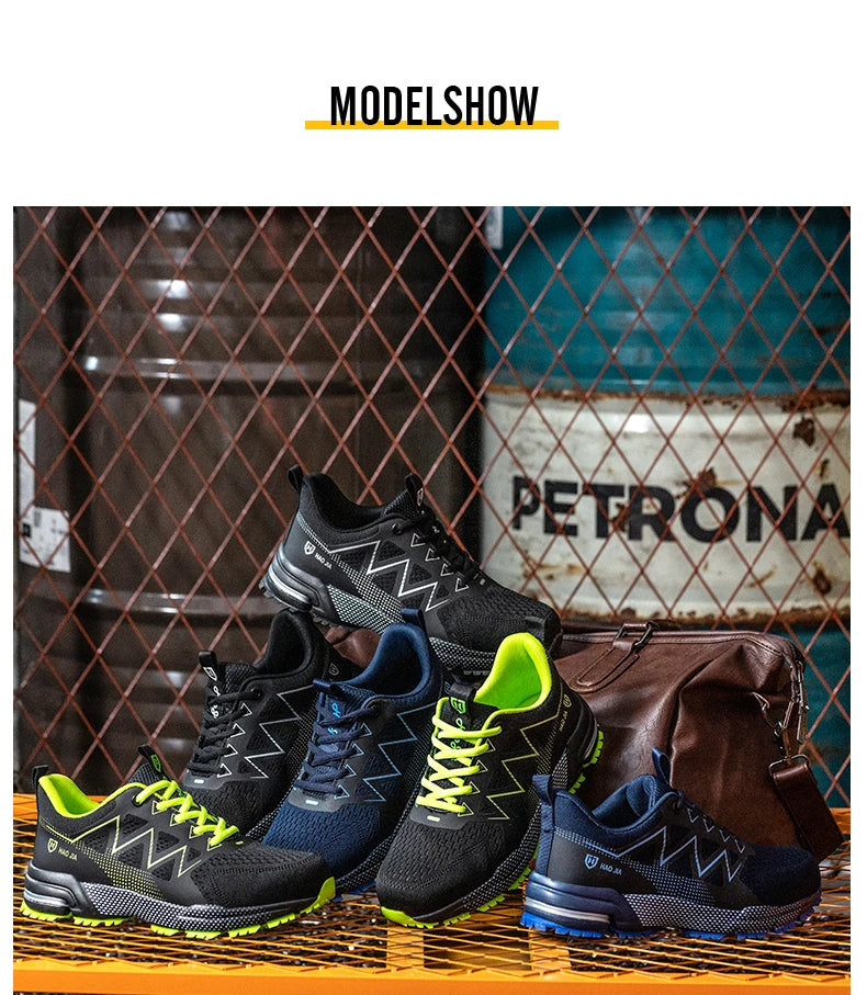 ZLMY Fashion Safety Shoes Men Steel Toe Sneaker Puncture Proof Work Boots Anti-smash Man Safety Boots Male Industrial Work Shoes