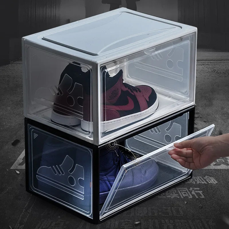 AJ Sneaker High-top Shoes Organizer Boxes Transparent Shoe Storage Box Stackable Cabinet Dustproof Shoes Organizers Shoerack
