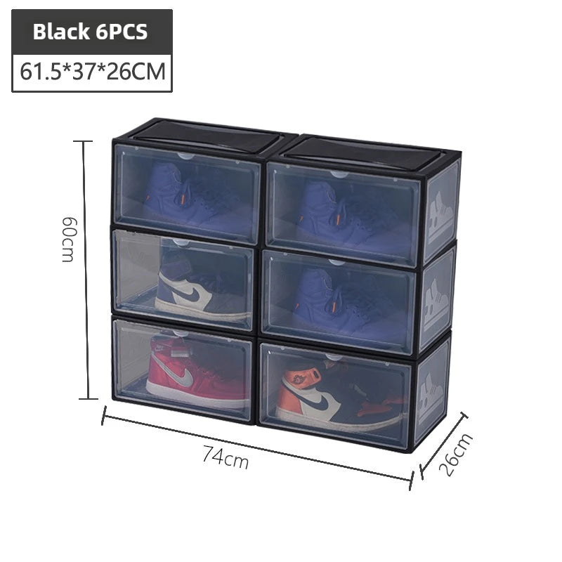 AJ Sneaker High-top Shoes Organizer Boxes Transparent Shoe Storage Box Stackable Cabinet Dustproof Shoes Organizers Shoerack