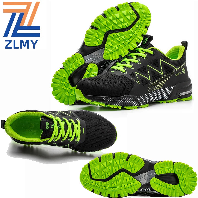ZLMY Fashion Safety Shoes Men Steel Toe Sneaker Puncture Proof Work Boots Anti-smash Man Safety Boots Male Industrial Work Shoes