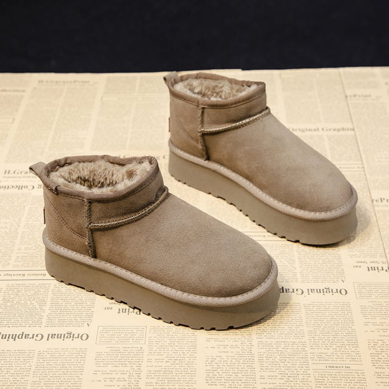 Winter Women Short Plush Warm Snow Boots Casual Shoes New Suede Fur Chelsea Ankle Boots Flats Platform Ladies Shoes Botas