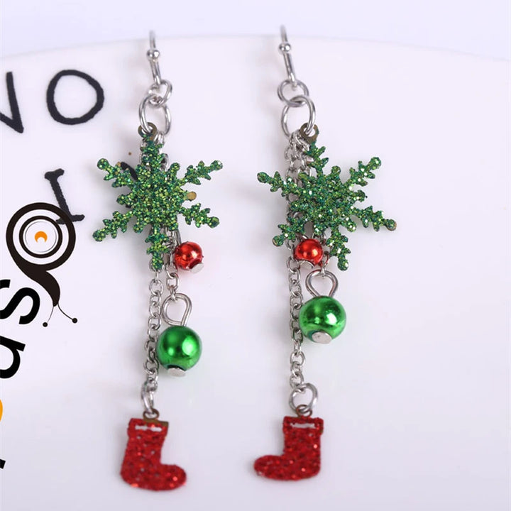 Merry Christmas Fashion Snowflake Boots Long Tassel Dangle Earrings For Women Shiny Zircon Snowman Xmas Tree Earring Jewelry