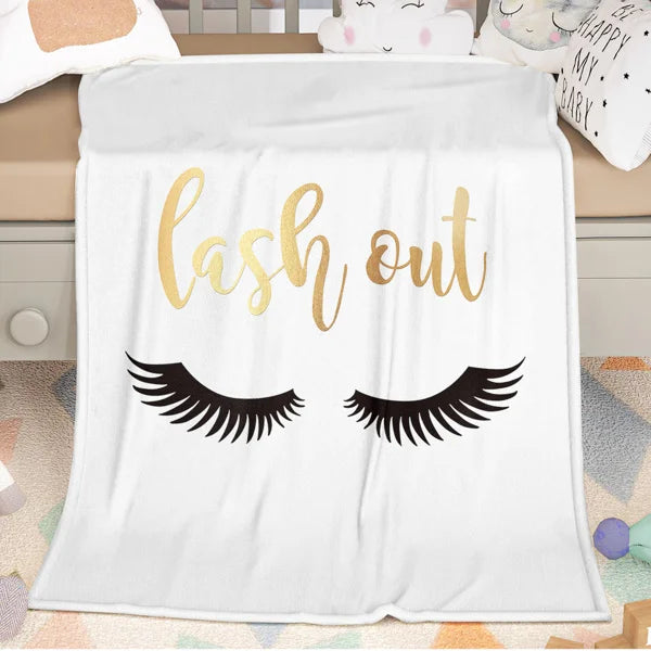 Long Eyelashes Printed Throw Blanket Plush Fluffy Flannel Fleece Blanket Soft Throws for Sofa Couch and Bed 60*80