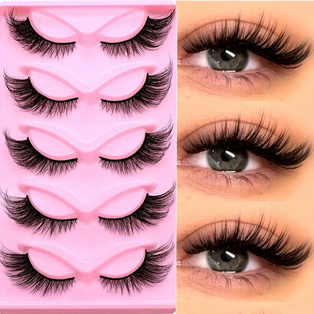 30Pairs/6Pack Cat Eye Lashes Long Lashes Cat Eye Look Wispy Lashes Eye End Elongated Strip Thick False Eyelashes
