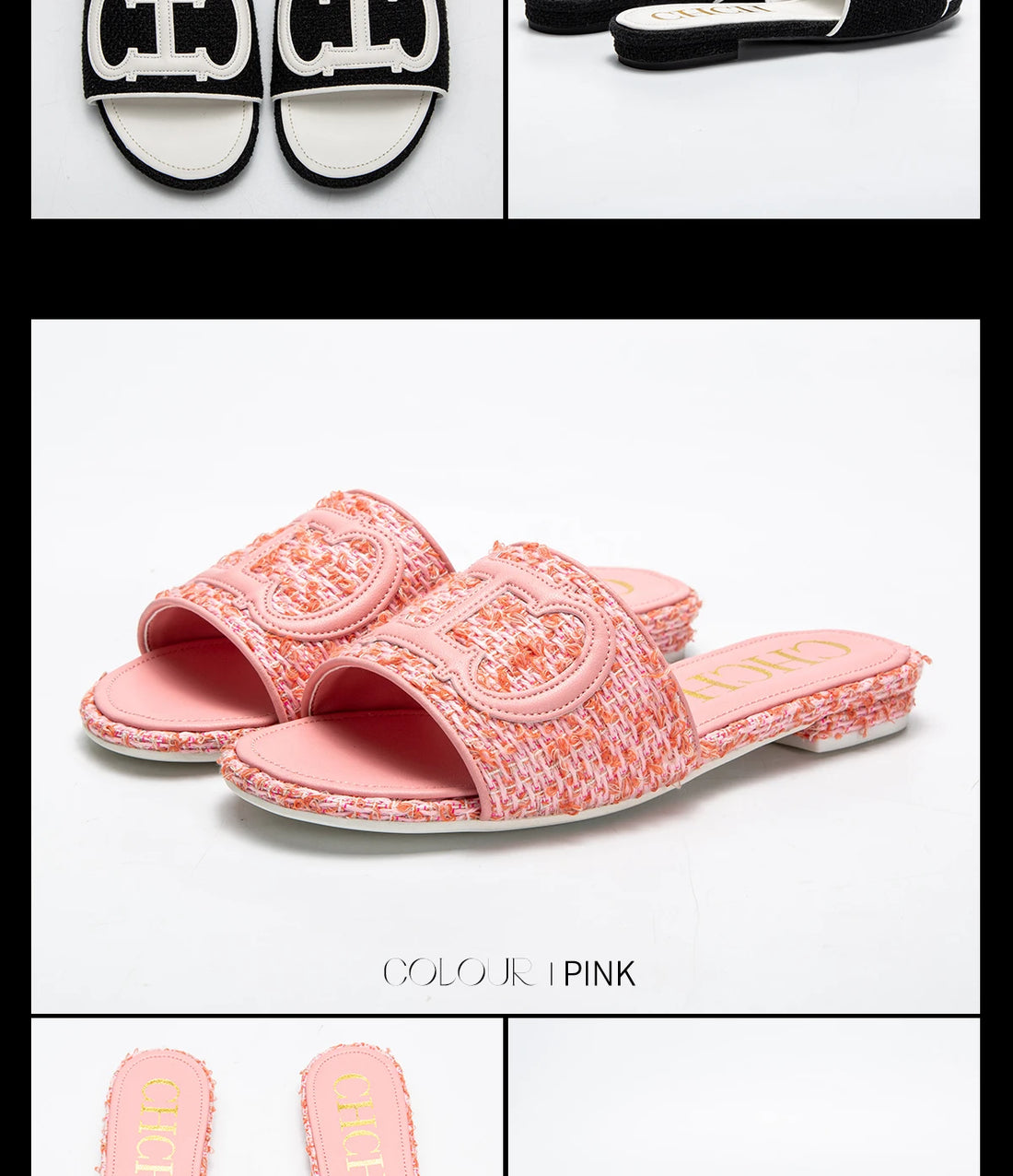 CHCH Women's Slippers New Fabric Fashion Flat Sandals Business Banquet Women's Shoes