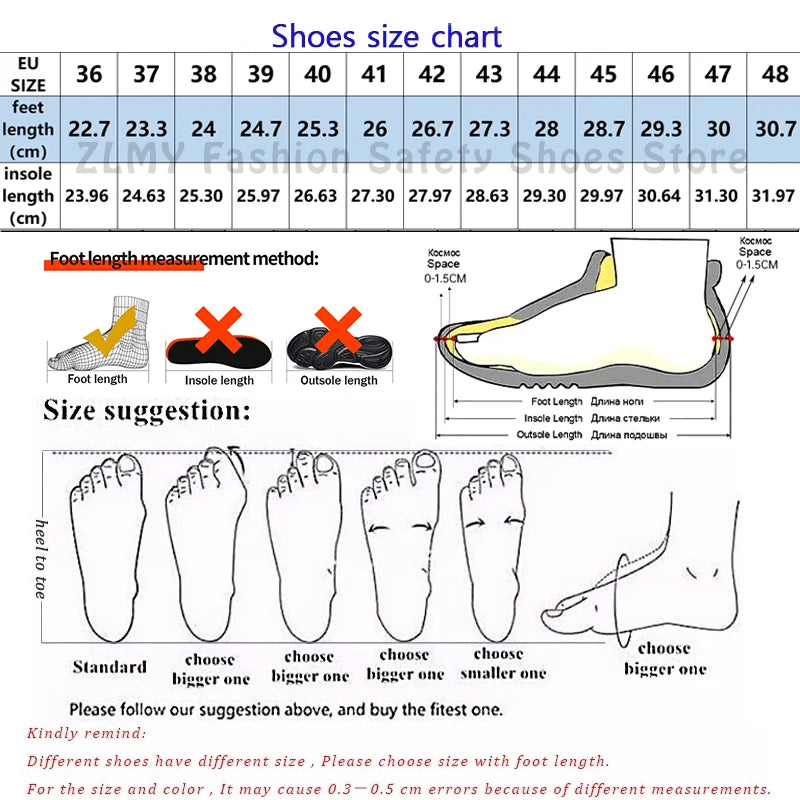 ZLMY Fashion Safety Shoes Men Steel Toe Sneaker Puncture Proof Work Boots Anti-smash Man Safety Boots Male Industrial Work Shoes