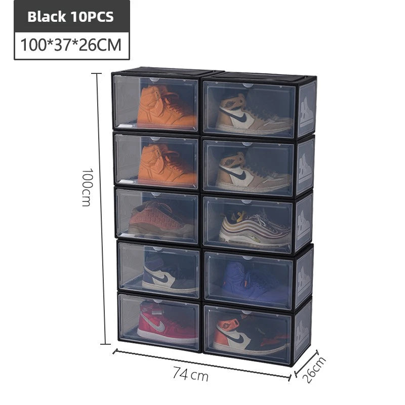 AJ Sneaker High-top Shoes Organizer Boxes Transparent Shoe Storage Box Stackable Cabinet Dustproof Shoes Organizers Shoerack
