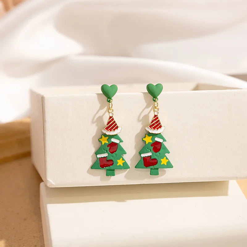 Merry Christmas Fashion Snowflake Boots Long Tassel Dangle Earrings For Women Shiny Zircon Snowman Xmas Tree Earring Jewelry