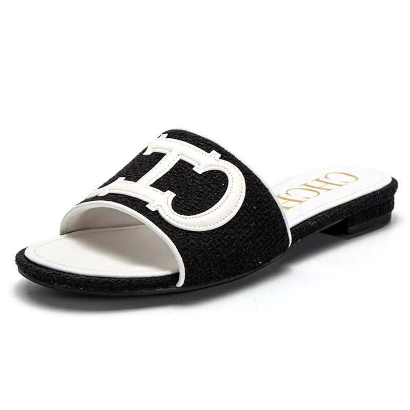 CHCH Women's Slippers New Fabric Fashion Flat Sandals Business Banquet Women's Shoes