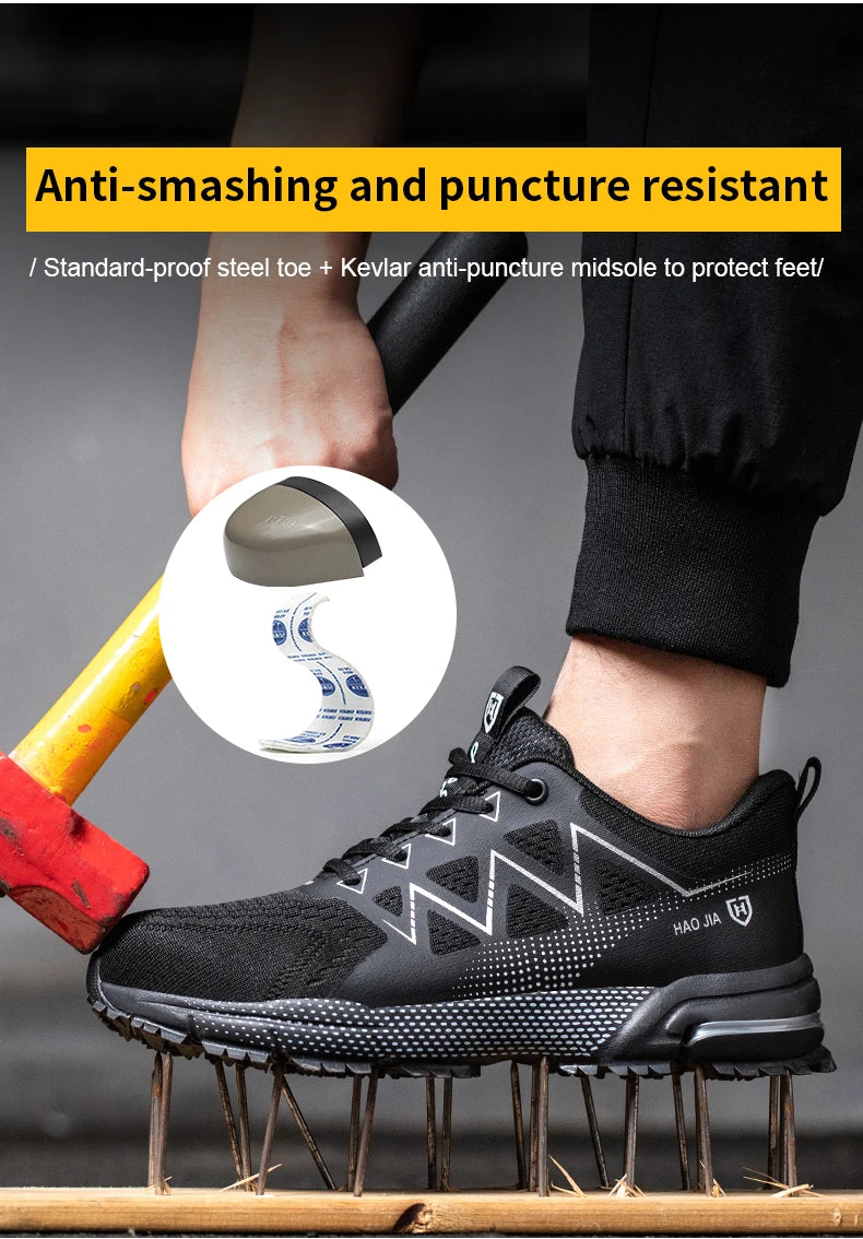ZLMY Fashion Safety Shoes Men Steel Toe Sneaker Puncture Proof Work Boots Anti-smash Man Safety Boots Male Industrial Work Shoes