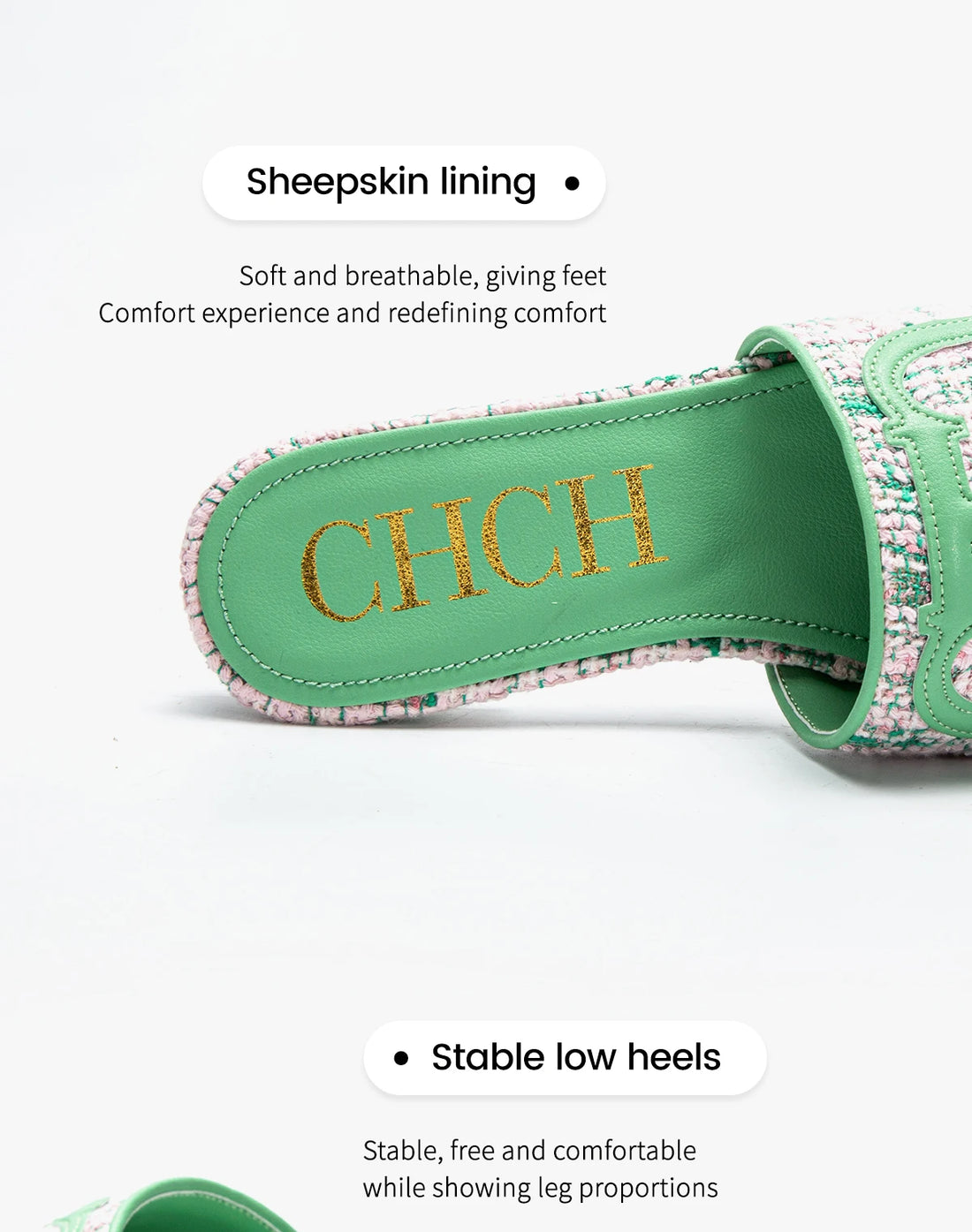 CHCH Women's Slippers New Fabric Fashion Flat Sandals Business Banquet Women's Shoes