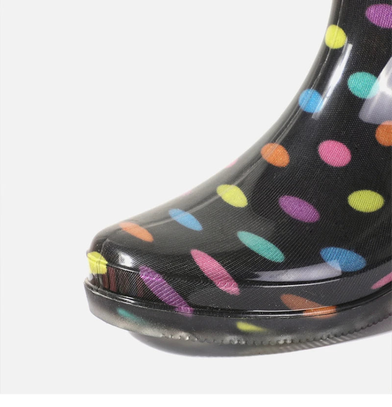 Floral Print Rain Boots Luxury Designer Women Rubber Shoes Waterproof Work Non-slip Garden Galoshes for Woman Botas De Caza PVC