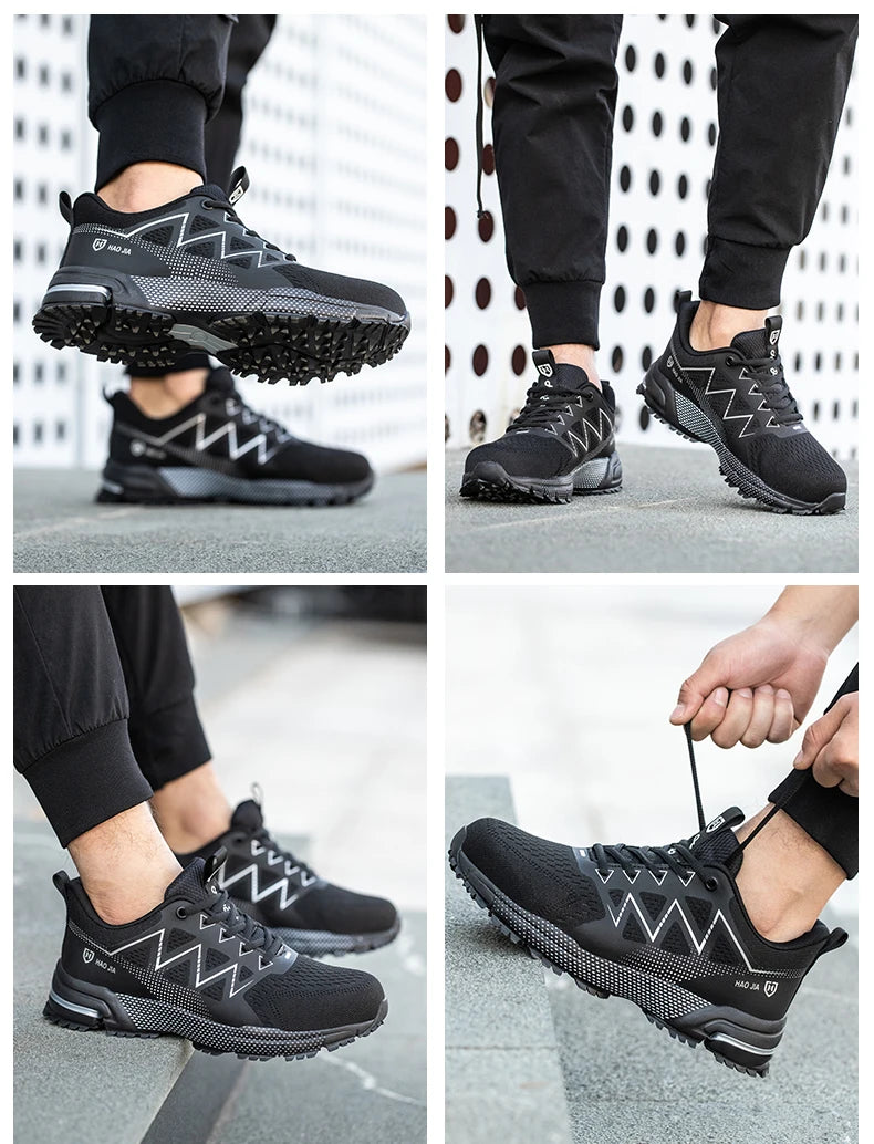 ZLMY Fashion Safety Shoes Men Steel Toe Sneaker Puncture Proof Work Boots Anti-smash Man Safety Boots Male Industrial Work Shoes