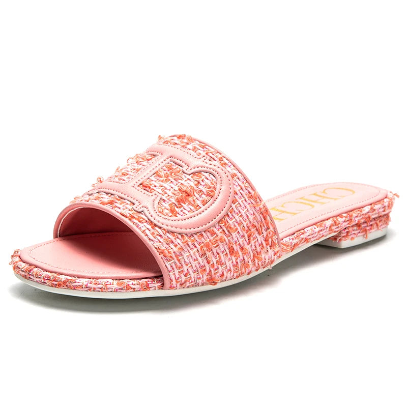 CHCH Women's Slippers New Fabric Fashion Flat Sandals Business Banquet Women's Shoes