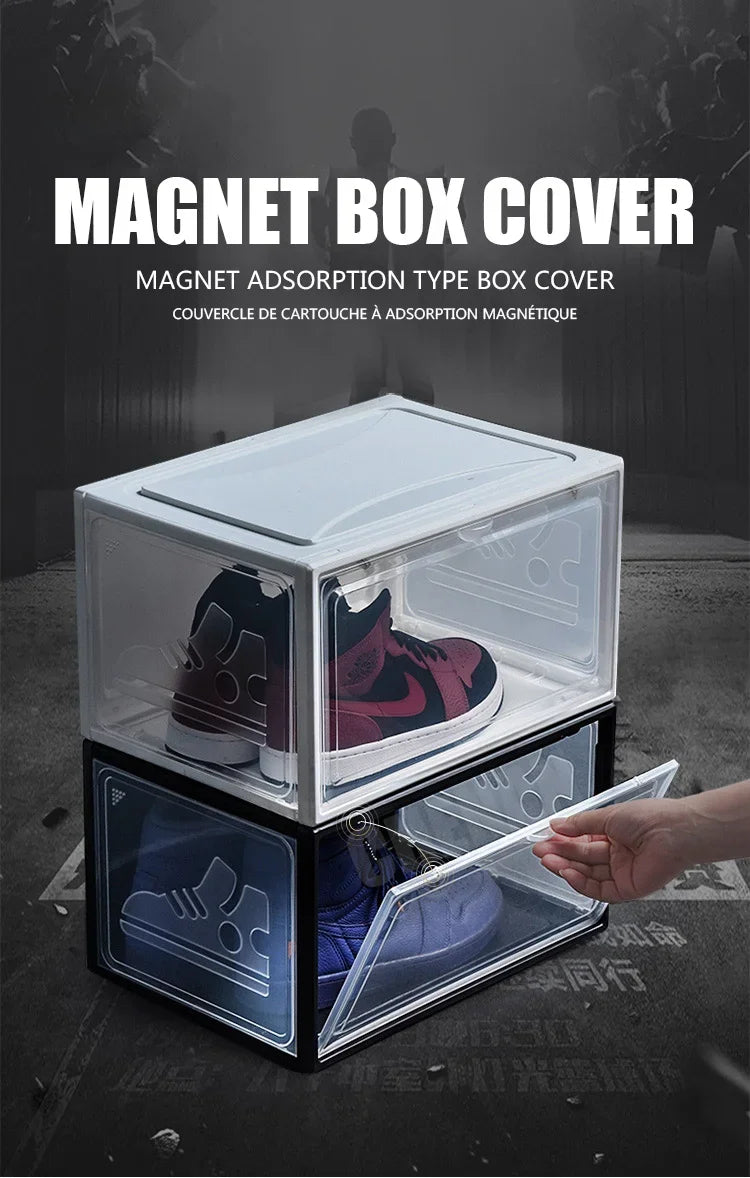 AJ Sneaker High-top Shoes Organizer Boxes Transparent Shoe Storage Box Stackable Cabinet Dustproof Shoes Organizers Shoerack