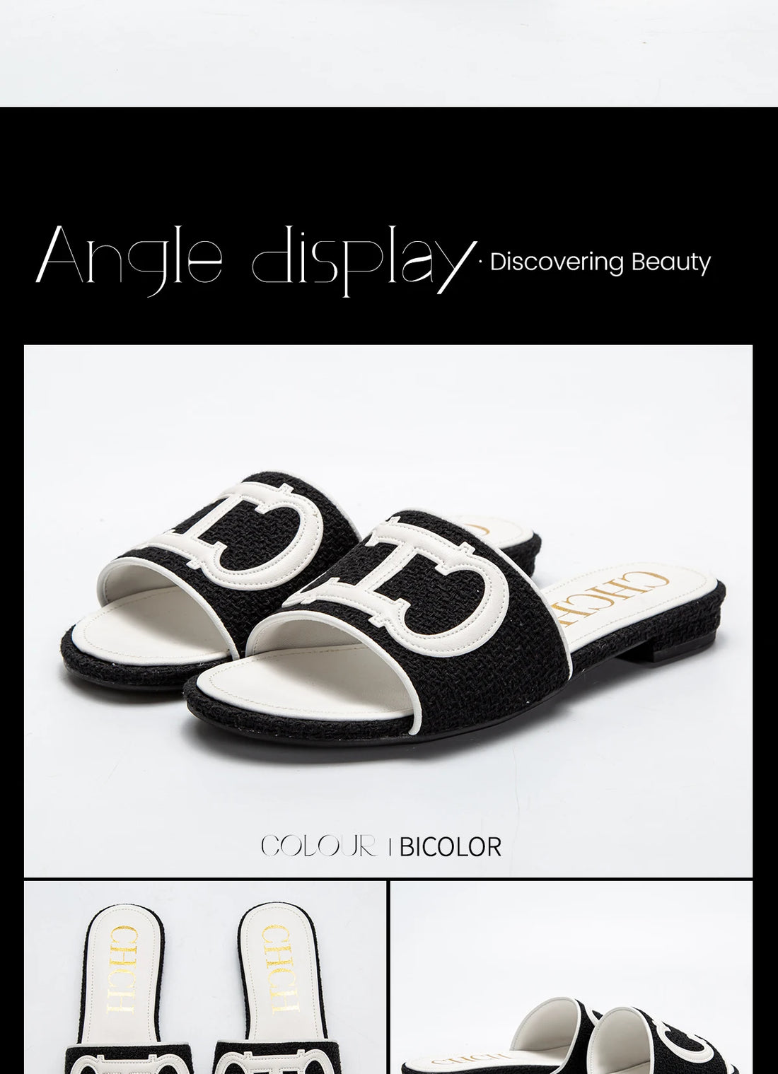 CHCH Women's Slippers New Fabric Fashion Flat Sandals Business Banquet Women's Shoes