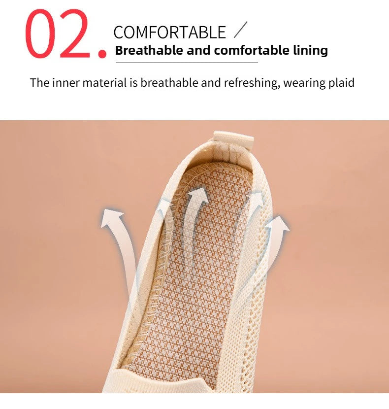 Women's summer new mesh shoes with soft sole and shallow mouth, lazy casual shoes, breathable mesh fabric, mother's shoes