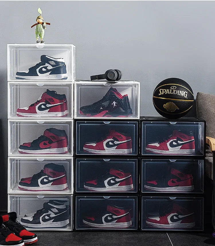 AJ Sneaker High-top Shoes Organizer Boxes Transparent Shoe Storage Box Stackable Cabinet Dustproof Shoes Organizers Shoerack
