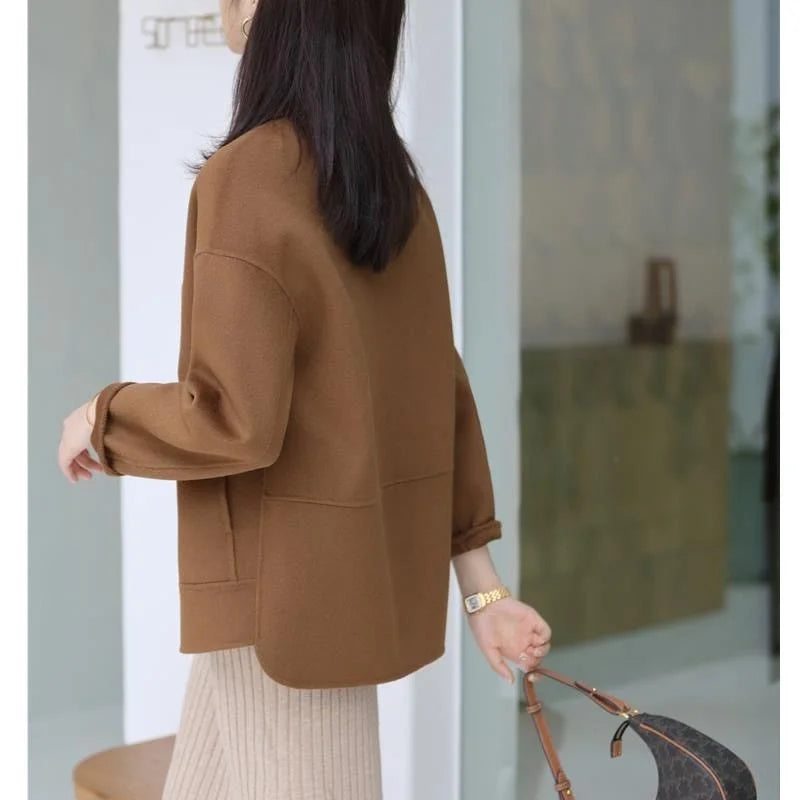 Woolen Coat Women's Short Autumn Winter Versatile Relaxed Petite
