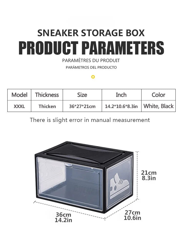 AJ Sneaker High-top Shoes Organizer Boxes Transparent Shoe Storage Box Stackable Cabinet Dustproof Shoes Organizers Shoerack