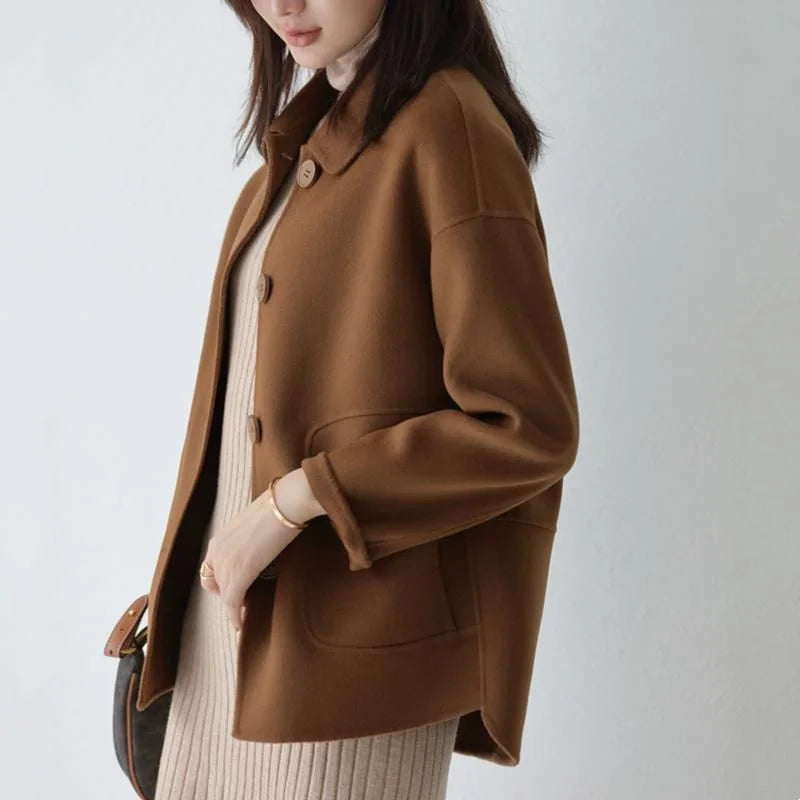 Woolen Coat Women's Short Autumn Winter Versatile Relaxed Petite