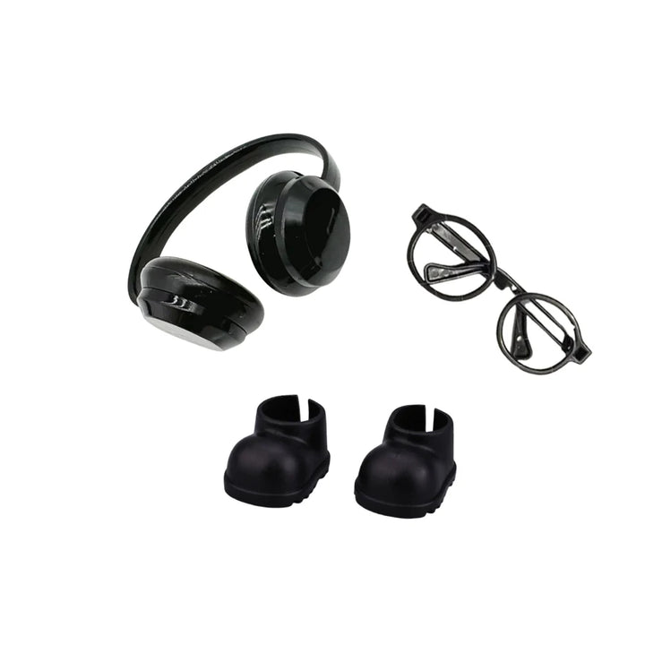 Doll Accessories Rainbow Rain Boots Earphones Glasses Three Piece Set for 17cm Labubu Doll Clothing Accessories