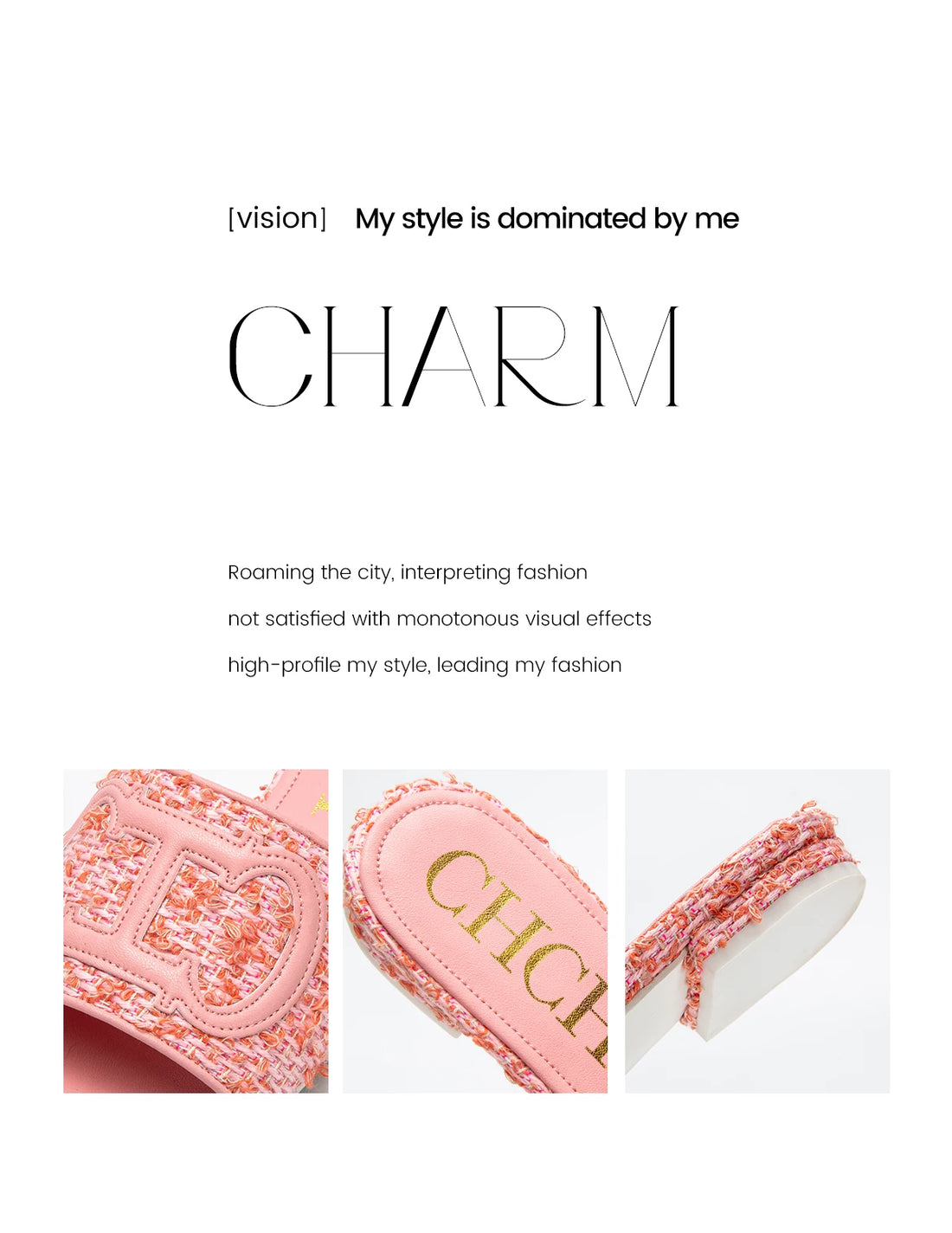 CHCH Women's Slippers New Fabric Fashion Flat Sandals Business Banquet Women's Shoes