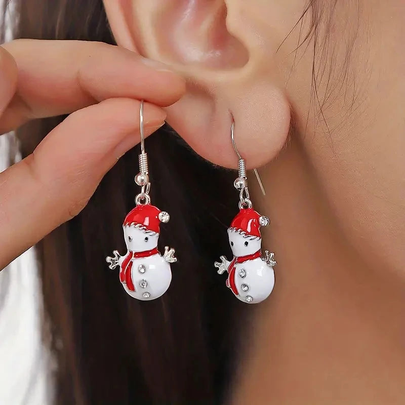 Merry Christmas Fashion Snowflake Boots Long Tassel Dangle Earrings For Women Shiny Zircon Snowman Xmas Tree Earring Jewelry