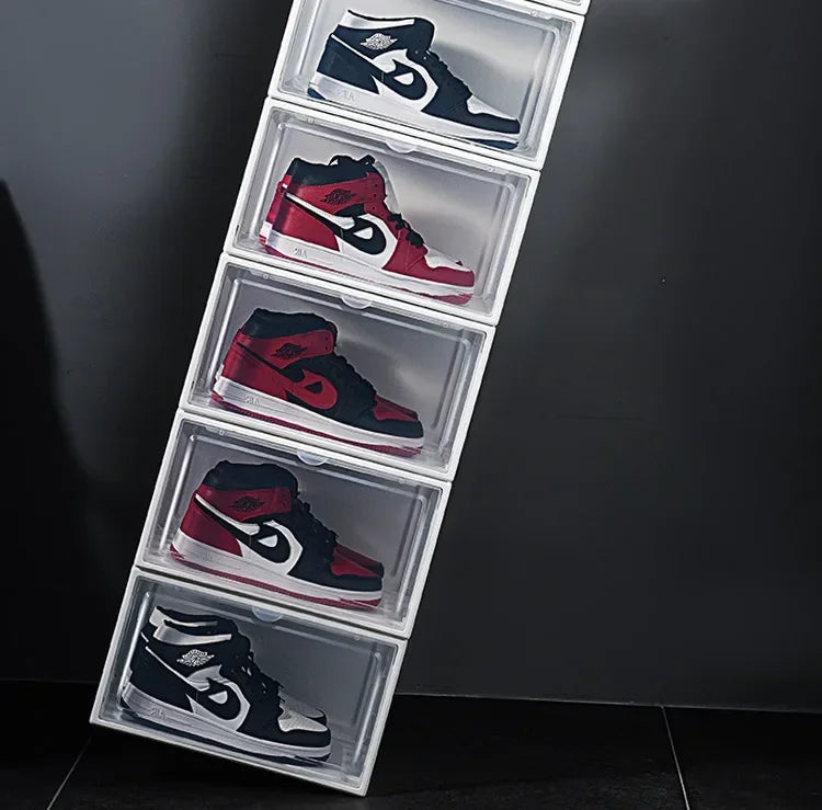 AJ Sneaker High-top Shoes Organizer Boxes Transparent Shoe Storage Box Stackable Cabinet Dustproof Shoes Organizers Shoerack