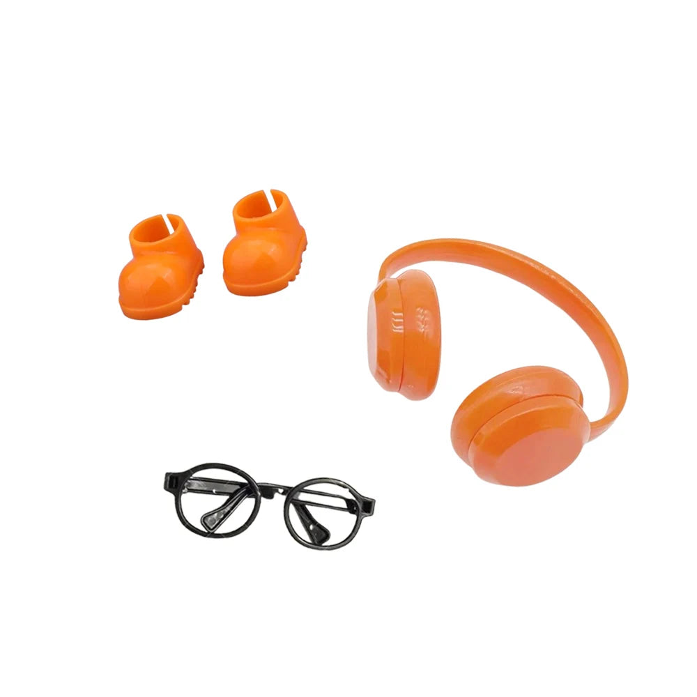 Doll Accessories Rainbow Rain Boots Earphones Glasses Three Piece Set for 17cm Labubu Doll Clothing Accessories