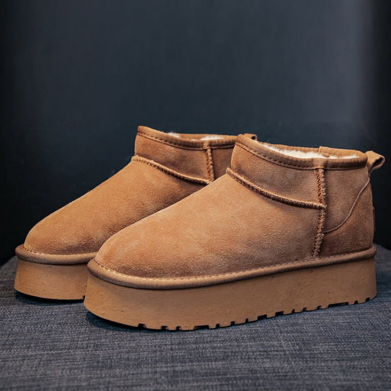 Winter Women Short Plush Warm Snow Boots Casual Shoes New Suede Fur Chelsea Ankle Boots Flats Platform Ladies Shoes Botas