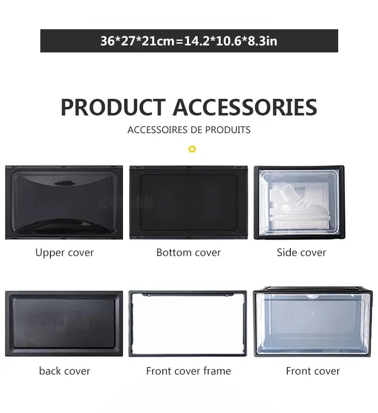 AJ Sneaker High-top Shoes Organizer Boxes Transparent Shoe Storage Box Stackable Cabinet Dustproof Shoes Organizers Shoerack