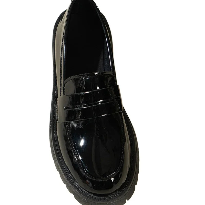 2024 Spring and Autumn Hot Selling Women's Shoes Fashionable Round Toe Solid Color Glossy Slip-on Low Heel Women's Loafers